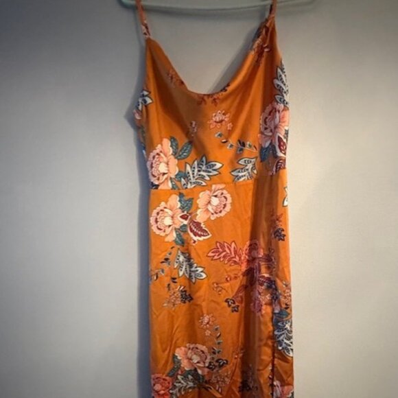 Women's Long Spaghetti Strap Printed Floral Slit Dress - Picture 1 of 2